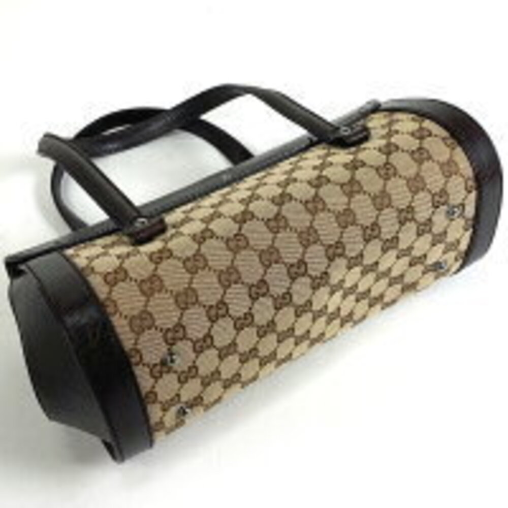 Gucci Logo Bag Canvas Shoulder GG Brown Bamboo
